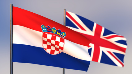 Croatia 3D flag waving in wind.