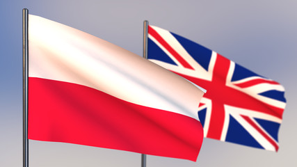 Poland 3D flag waving in wind.