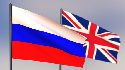 Russia 3D flag waving in wind.