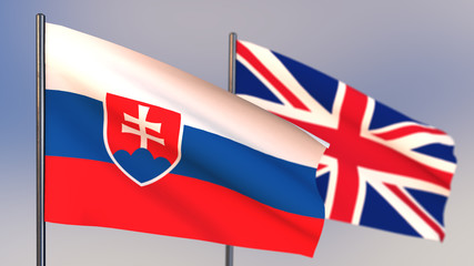 Slovakia 3D flag waving in wind.