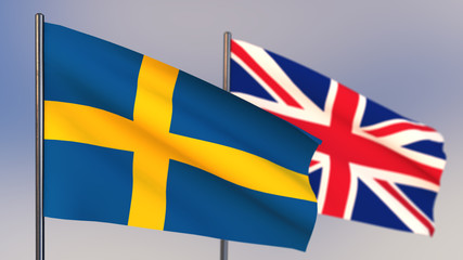 Fototapeta premium Sweden 3D flag waving in wind.