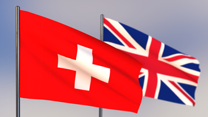Switzerland 3D flag waving in wind.