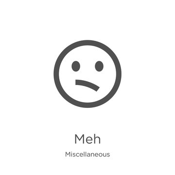 meh icon vector from miscellaneous collection. Thin line meh outline icon vector illustration. Outline, thin line meh icon for website design and mobile, app development