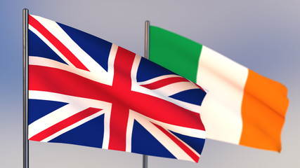 Ireland 3D flag waving in wind.