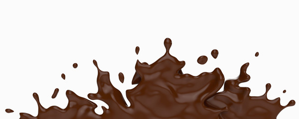 A splash of chocolate. 3d rendering, 3d illustration.
