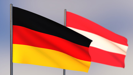 Austria 3D flag waving in wind.