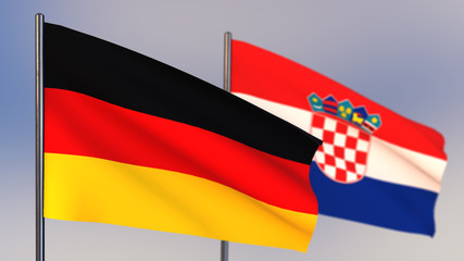 Croatia 3D flag waving in wind.
