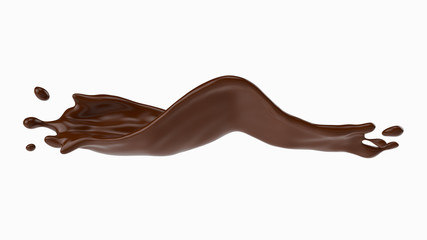 A splash of chocolate. 3d rendering, 3d illustration.