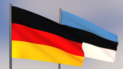 Estonia 3D flag waving in wind.