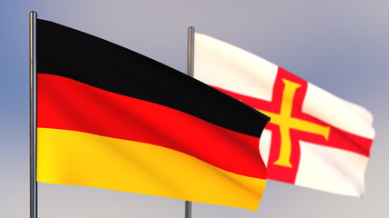 Guernsey 3D flag waving in wind.