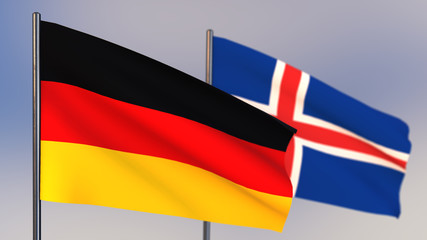 Iceland 3D flag waving in wind.