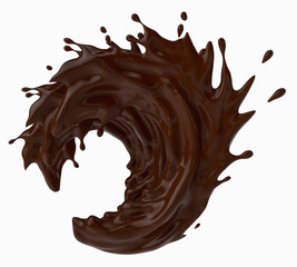 A splash of chocolate. 3d rendering, 3d illustration.