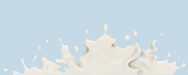 milk or yogurt splash, 3d illustration.