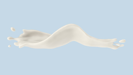 milk or yogurt splash, 3d illustration.