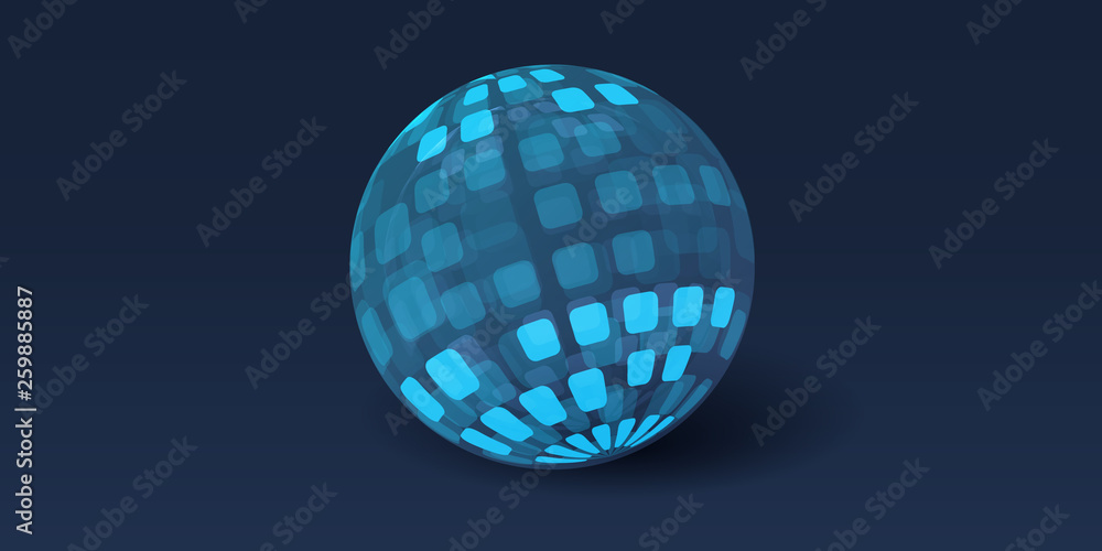 Poster abstract globe design - wide layout, vector design template with copy space