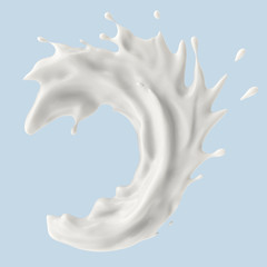 milk or yogurt splash, 3d rendering, 3d illustration.