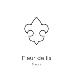 fleur de lis icon vector from scouts collection. Thin line fleur de lis outline icon vector illustration. Outline, thin line fleur de lis icon for website design and mobile, app development © MacroOne