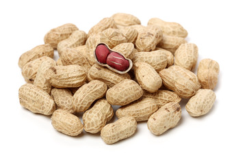 Obraz premium Peanuts on white background