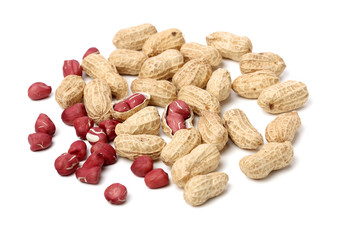 Peanuts on white background