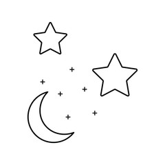 Moon and stars line icon
