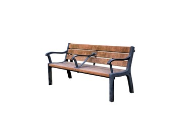 Wood park bench isolate on white background