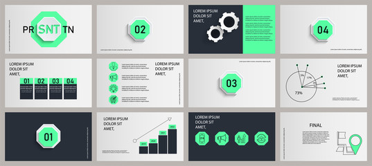  Business presentation template. Elements for slide presentations on a white background. Flyer, brochure, corporate report, marketing, advertising, annual report, banner