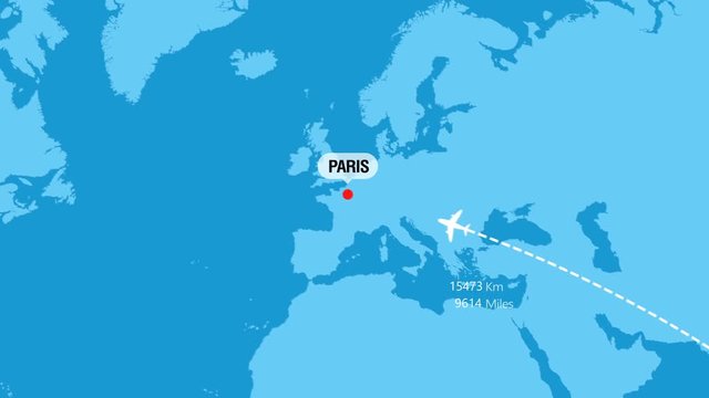 Melbourne to Paris Flight Travel Route