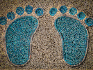 Blue and brown mat Wipe your feet