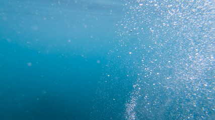 Naklejka na ściany i meble Underwater scene with air Bubbles Underwater, Natural Under Water scene