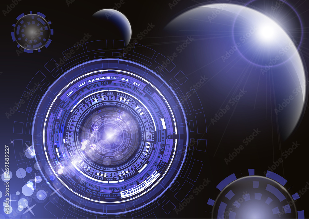 Poster global international exchange of information. planet space modern technologies of the future finance