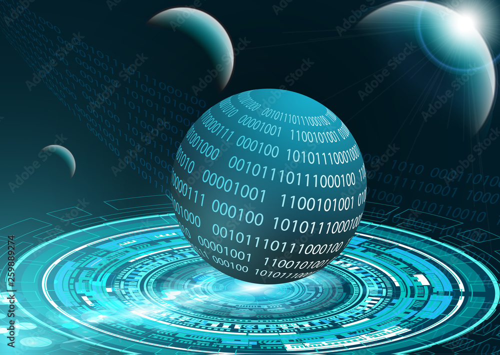 Poster global international exchange of information. planet space modern technologies of the future finance