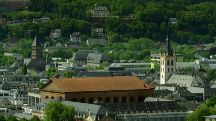 Panning over the City of Trier. The Cathedral of Saint Peter, Trier, Germany, June 2018
