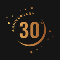30 years anniversary celebration golden logotype