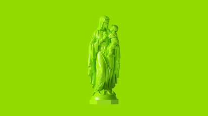 Green Mary an Child Statue 3d illustration 3d render