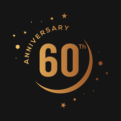 60 years anniversary celebration golden logotype