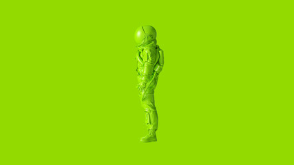 Lime Green Spaceman Astronaut Cosmonaut Advanced Crew Escape Suit 3d illustration 3d render