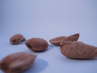 Almonds isolated in a white background.