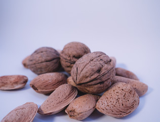 Almonds isolated in a white background.
