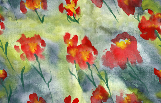 abstract poppies floral seamless pattern design