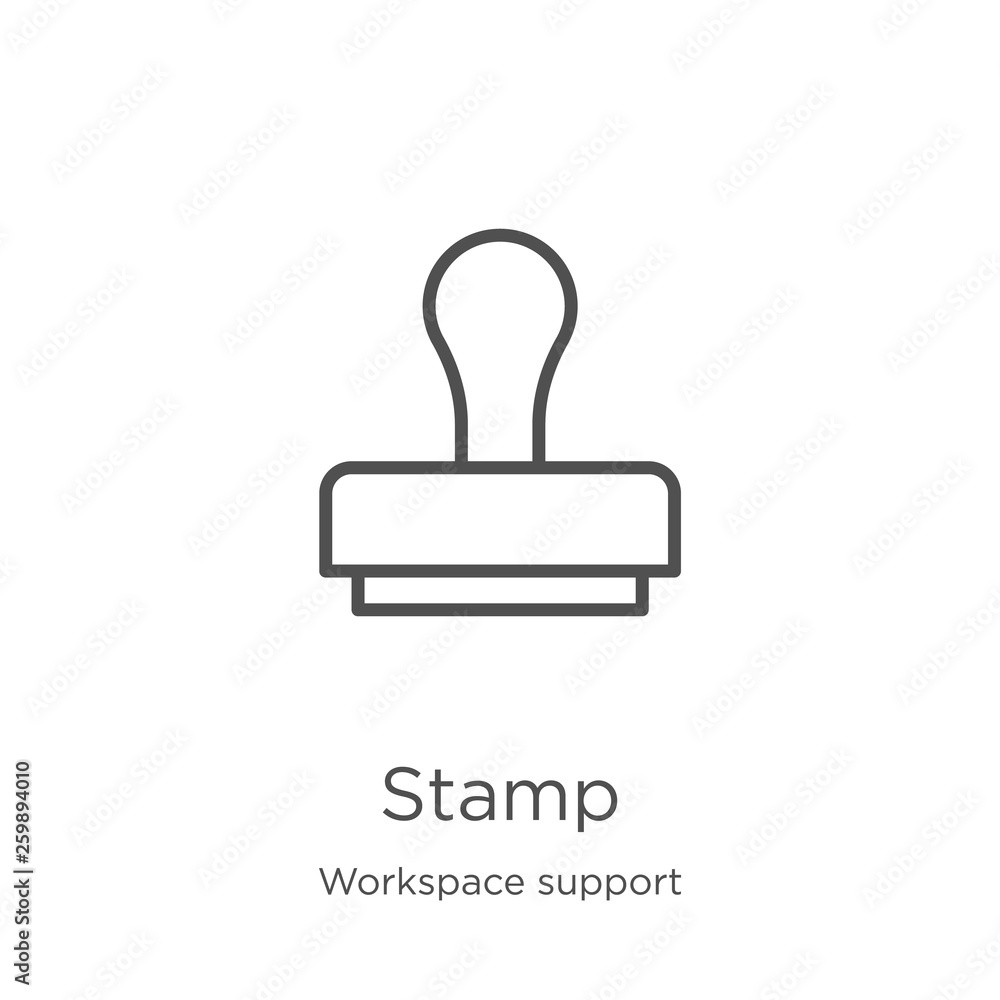 Wall mural stamp icon vector from workspace support collection. thin line stamp outline icon vector illustratio