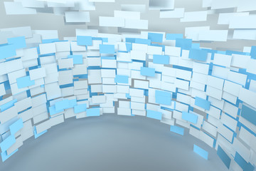 3d rendering, flow square paper, creative background