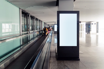 blank advertising billboard at airport, Mock up - obrazy, fototapety, plakaty
