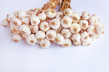 Garlic on white background.
