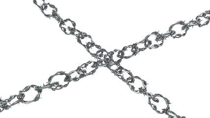 Barbed Wire Chains Crossed