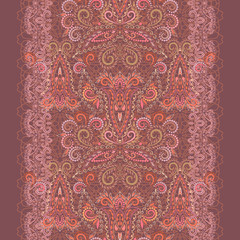 Seamless lace pattern with oriental elements . Traditional colorful ethnic ornament,. Vector print. Use for wallpaper, pattern fills,textile design.