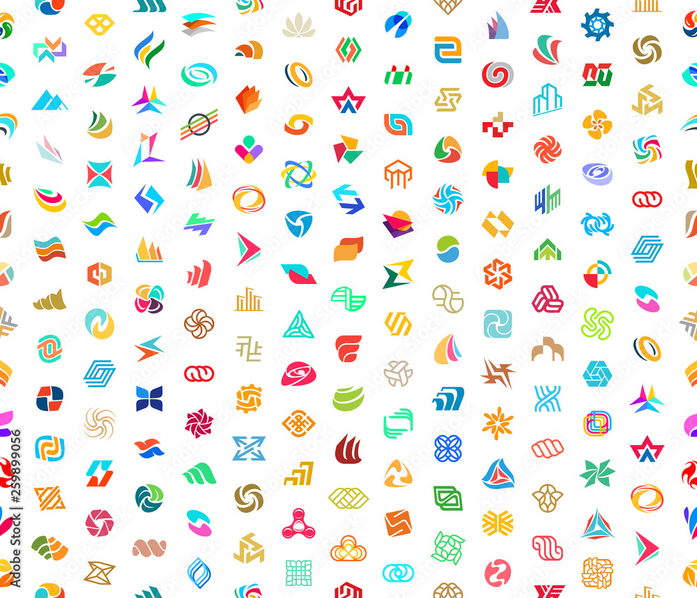 Poster seamless pattern with abstract logos. isolated on white background