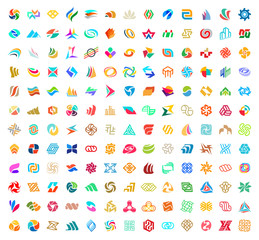 Fototapeta premium Abstract logos collection. Geometrical abstract logos. Isolated on White background