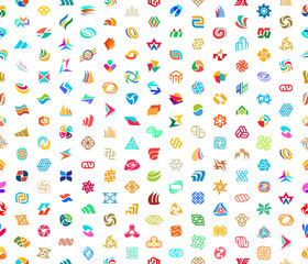 Seamless pattern with Abstract logos. Isolated on White background