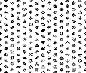 Seamless pattern with Abstract logos. Isolated on White background