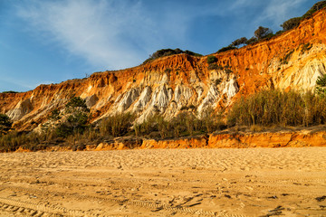 Red and whites cliffs of Falesia beach, Algarve, Portugal